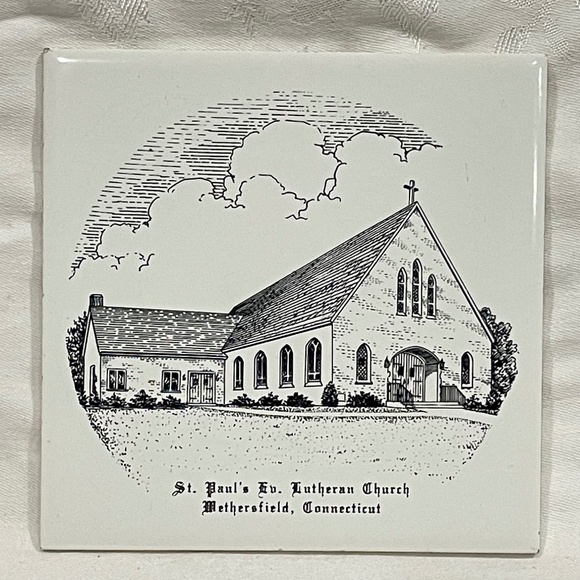 Wethersfield, Connecticut St. Paul's Church Ceramic Tile/Trivet VINTAGE - Picture 1 of 4